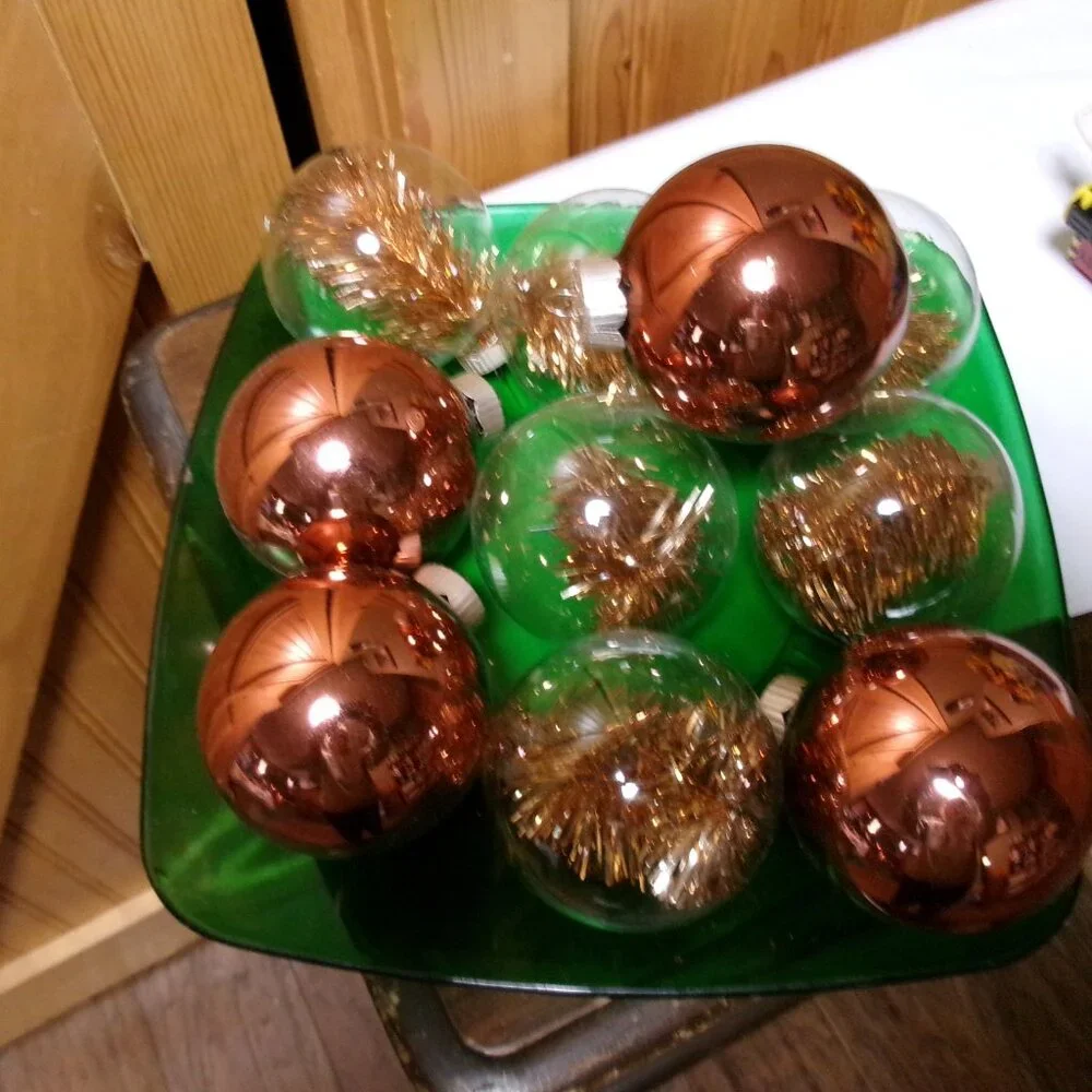 vtg 9 martha Stewart vtg glass ornament tinsel and copper glam martha way